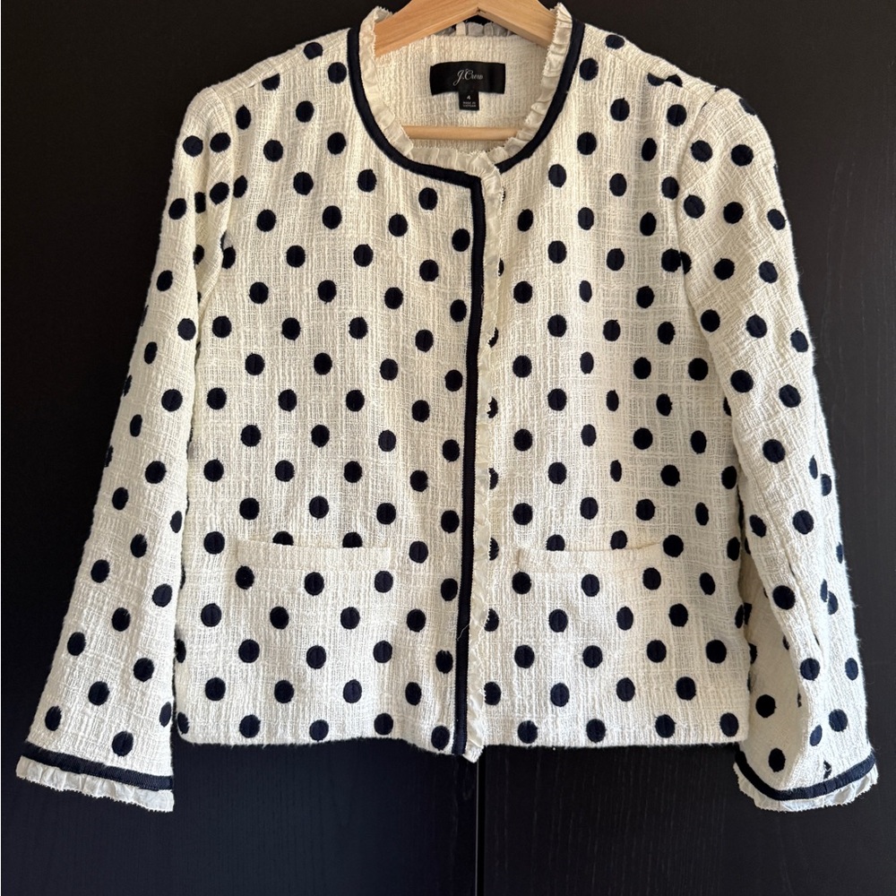 J. Crew Black and White Polka Dot Blazer